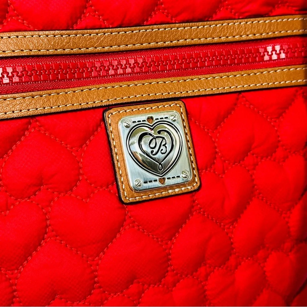 Brighton Kash Messenger Quilted Nylon Heart Crossbody Red Bag quiet luxury - Picture 5 of 15